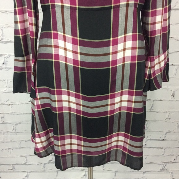 Loft Plaid Tie Back Dress, Size 12 - Picture 6 of 14